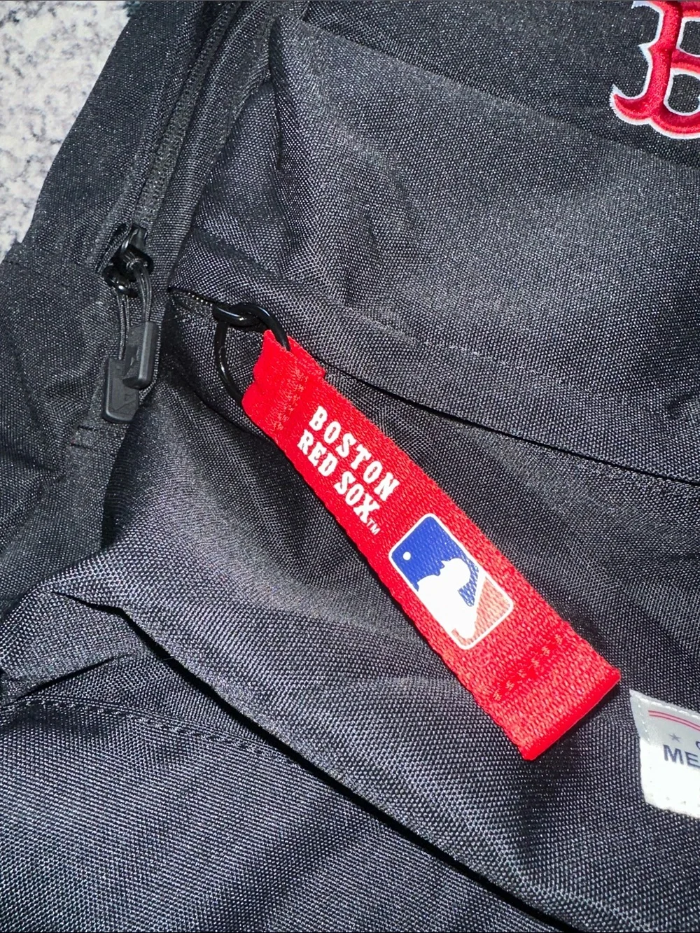 MLB Black Backpack with Red Boston B Logo
